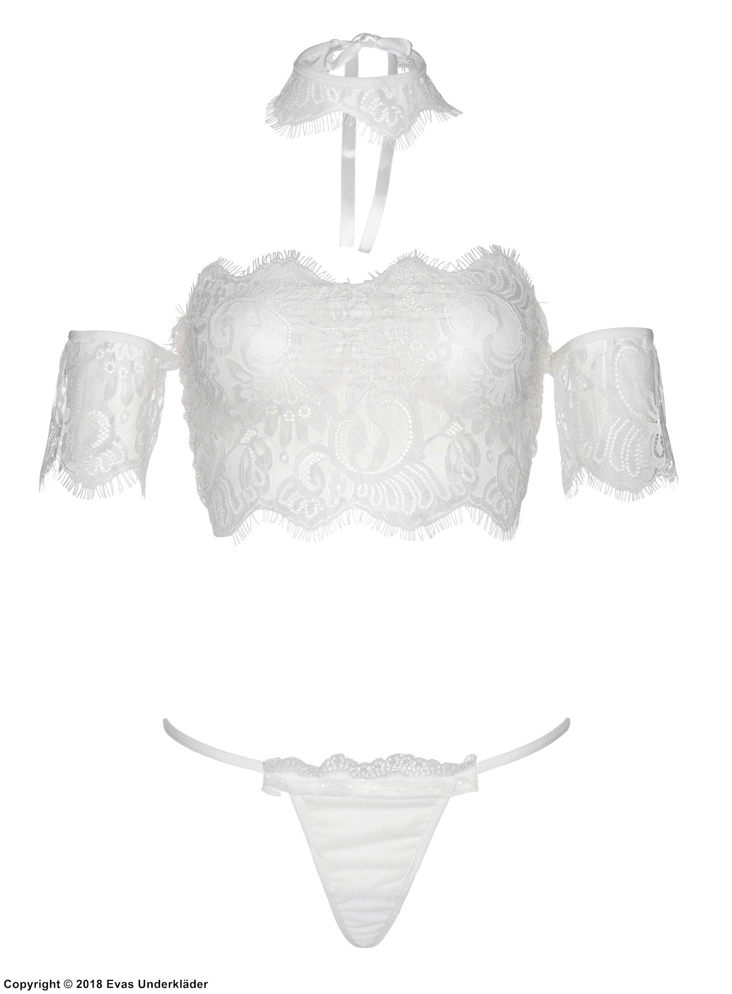 Dessous-Set, Wimpernspitze, off shoulder